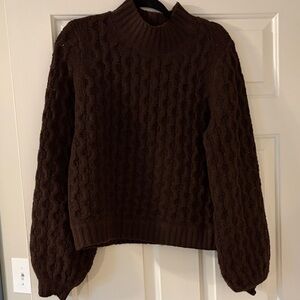 Gentle Fawn Dark Brown Cable Knit Turtleneck Sweater